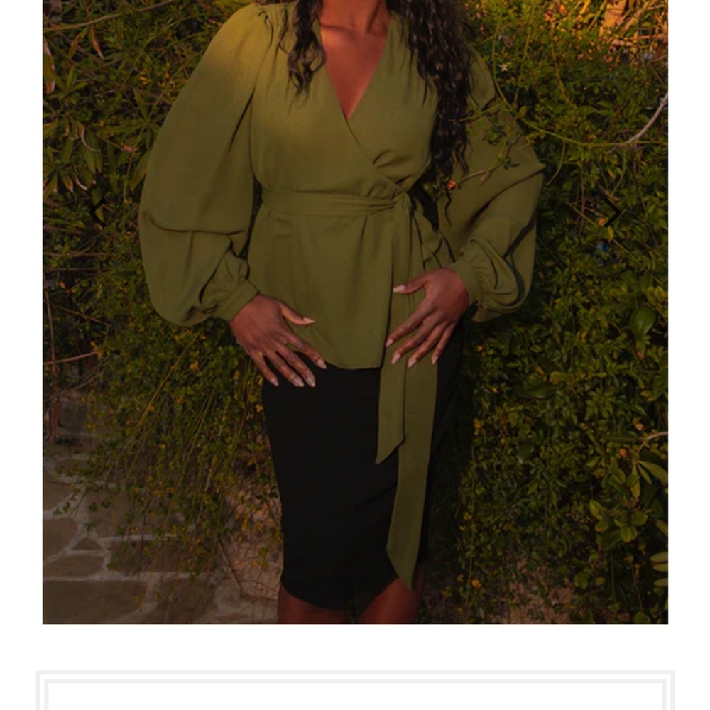 La femme en noir Georgette Wrap Top in Olive